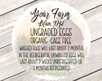 Personalized Egg Handling Labels | Farm Fresh Egg Stickers, 36 2" or 27 2.5"