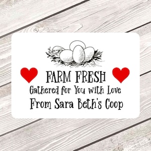 Personalized Rectangle Egg Carton Labels, Custom Egg Handling Stickers for Farmers Market and Backyard Coops, Cage Free Labels #2881
