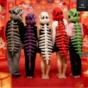 Dinosaur Skeleton Headgear Pillow with Sound – Funny Cosplay Plush Mask Sofa Cushion