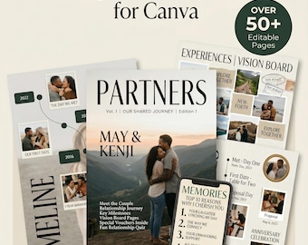 Couples Magazine Template, Editable Love Story Magazine, Canva Anniversary Gift, Personalized Relationship Keepsake, Wedding Memory Book