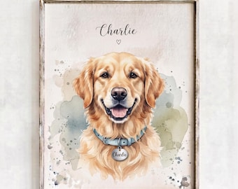 Custom Watercolor Pet Portrait From Photo, Personalized Dog Artwork, Pet Memorial Keepsake, Digital & Print