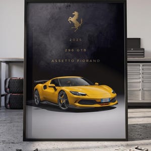 Ferrari 296 GTB Poster, Assetto Fiorano Artwork, Exotic Supercar Print, Luxury Automotive Decor, Performance Garage Wall Art