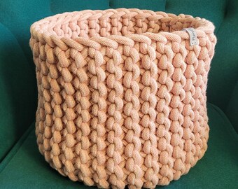 Large Handmade Crochet Storage Basket – Nursery Toy Basket, Plant ot Cover, Organizer, Soft Laundry Bag. Color: Pink Strawberry