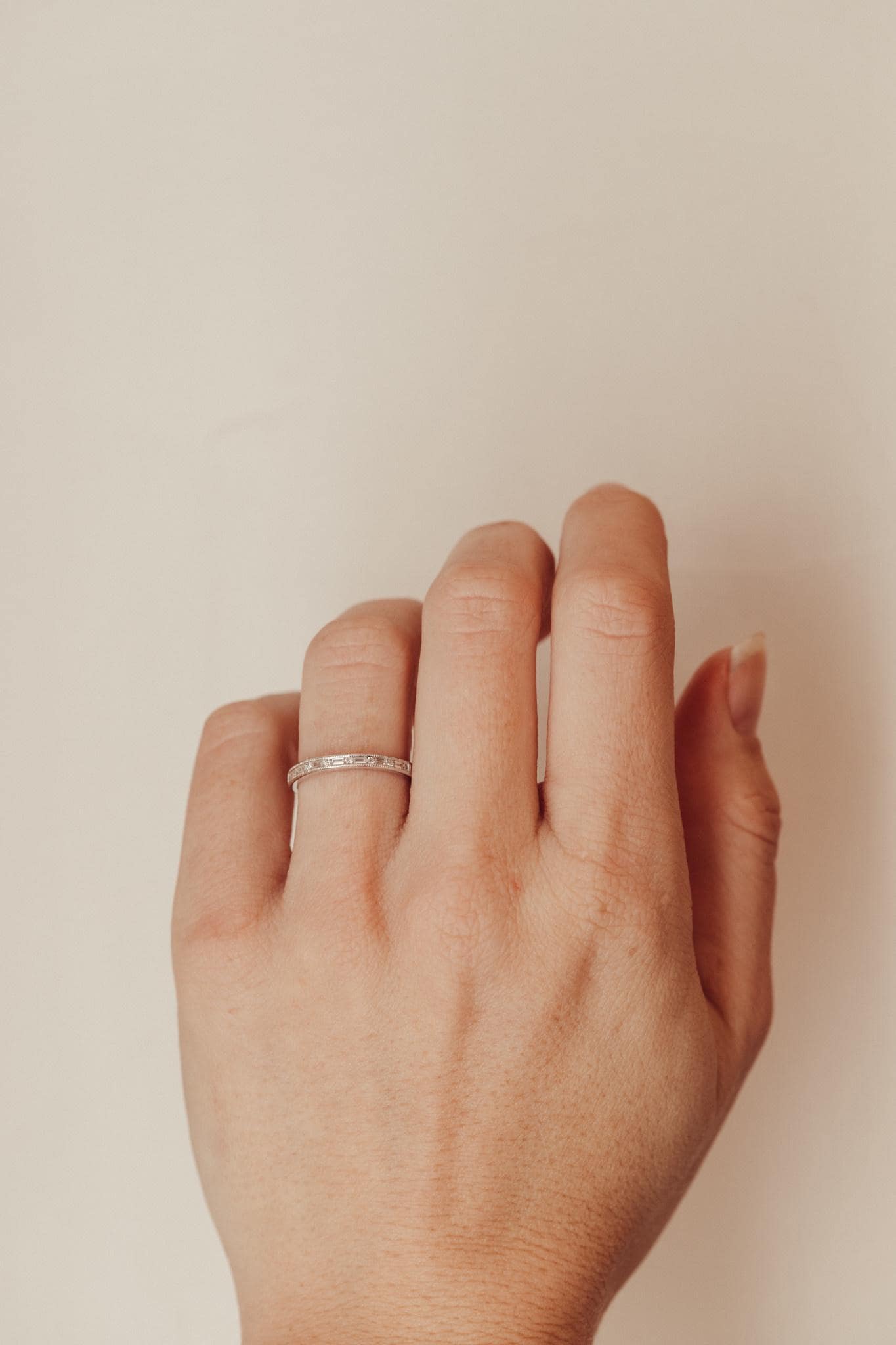 Vintage Baguette & Round Diamond Eternity Engagement Band 14K Gold ...