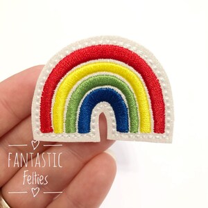 Rainbow Felties | Primary Rainbow felties | spring felties | summer felties | Felt applique | Embroidered Felt | UNCUT | (set of 4)