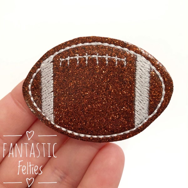 Football Feltie | sports felties | glitter football felties | glitter felties | Felt applique | Embroidered Felt | UNCUT | (set of 4)