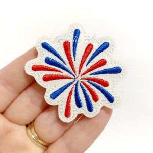 Patriotic Felties | UNCUT | firecracker felties | 4th of July felties | glitter felties | Fireworks felties | Embroidered Felt | (set of 4)