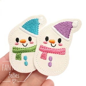 Snowman felties - glitter snowman Felties - Christmas Felties - glitter felties | cute snowman felties - UNCUT | set of 4