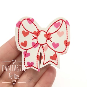 Valentines Coquette Bow Felties | hearts coquette bow felties | valentines felties | bow felties | formal bow felties | UNCUT | (set of 4)