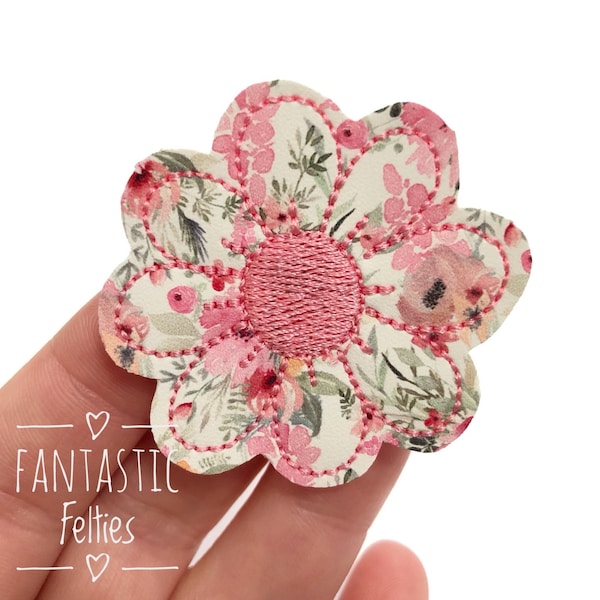 Floral daisy Felties | daisy flower felties | floral flower felties | flower feltie | Felt applique | Embroidered Felt | UNCUT | set of 4