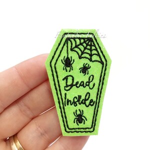 Coffin Felties | EXCLUSIVE | UNCUT | Halloween felties | dead inside felties | RIP felties | glitter felties | Embroidered Felt | (set of 4)