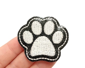 Paw print felties | UNCUT | animal felties | Paw Felties | glitter felties | Felt Applique | embroidered Felt | UNCUT | (set of 4)