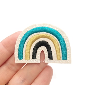 Rainbow Felties | Turquoise Rainbow felties | ombré rainbow felties | glitter felties | Embroidered Felt | UNCUT | (set of 4)