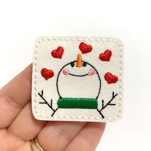 Snowman Feltie | Christmas Felties | glitter felties | Felt applique | Embroidered Felt | UNCUT | (set of 4)
