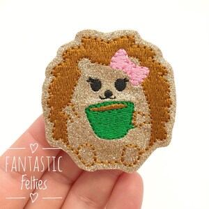 Hedgehog Felties | hedgehog Coffee felties | glitter felties | coffee felties | uncut felties | Embroidered Felt | UNCUT | (set of 4)
