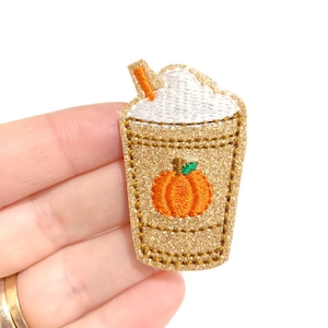 Pumpkin spice frappe Feltie - coffee felties - frappe coffee felties -  - Embroidered Felt - UNCUT | (set of 4)