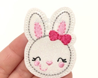Bunny felties | Rabbit felties | Easter Felties | glitter felties | Sweet bunny felties | Embroidered Felt | UNCUT | (set of 4)