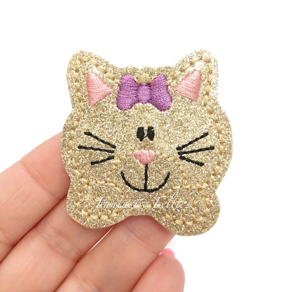 Kitty cat Feltie | Cat felties | kitten felties | felties | animal felties | Felt applique | embroidered Felt | UNCUT | (set of 4)