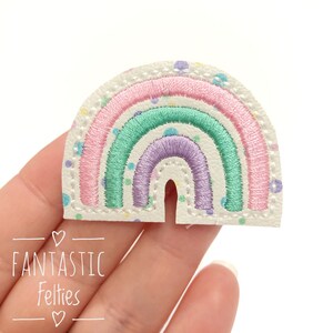 Rainbow Felties | Pastel Rainbow felties | ombré rainbow felties | glitter felties | Embroidered Felt | UNCUT | (set of 4)