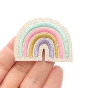 Rainbow Felties | Pastel Rainbow felties | ombré rainbow felties | glitter felties | Embroidered Felt | UNCUT | (set of 4)