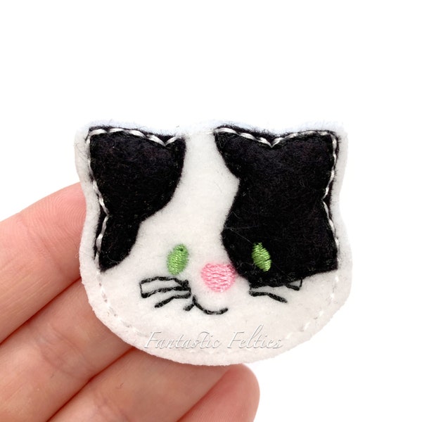 Kitty cat Feltie | Cat felties | kitten felties | glitter felties | animal felties | Felt applique | embroidered Felt | UNCUT | (set of 4)