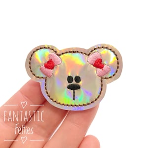 Teddy bear feltie | baby bear felties | bear feltie | animal Feltie | stuffed animal felties | Embroidered Felt | UNCUT | (set of 4)