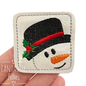 Peeking Snowman felties - snow man Felties - Christmas Felties - shimmer felties | snowman felties - UNCUT | set of 4