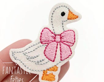 Goose with bow felties | goose coquette bow feltie | cute goose feltie | animal felties | duck felties | duck felties | UNCUT | set of 4