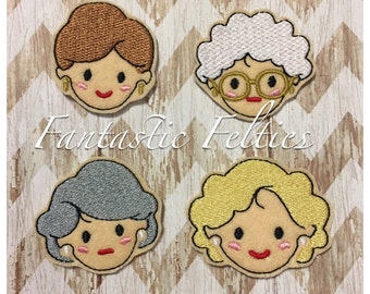 Golden ladies feltie | UNCUT | golden girls Feltie | Felt applique | Embroidered Felt |  (set of 4)