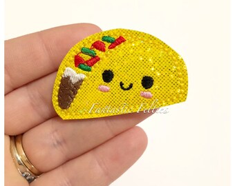 Taco Feltie | food felties | taco love felties | Felt applique | Embroidered Felt | UNCUT | (set of 4)