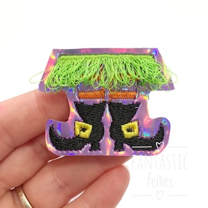 Witch boots Felties | Fringe felties | Halloween felties | witch felties | glitter felties | Embroidered Felt | UNCUT | (set of 4)