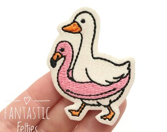 Summer swimming goose felties | goose feltie | funny goose feltie | pool float felties | Feltie applique | summer felties | UNCUT | set of 4