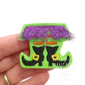 Witch boots Felties | Fringe felties | Halloween felties | witch felties | glitter felties | Embroidered Felt | UNCUT | (set of 4)