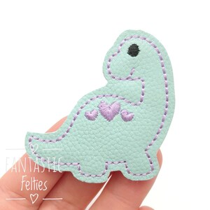 Dinosaur Felties | Dino felties | girl dinosaur felties | pink glitter felties | Felt applique | Embroidered Felt | UNCUT | (set of 4)