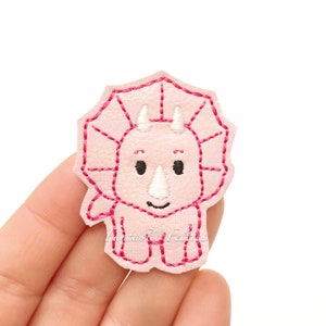 Dinosaur Felties | Dino felties | girl dinosaur felties | pink glitter felties | Felt applique | Embroidered Felt | UNCUT | (set of 4)