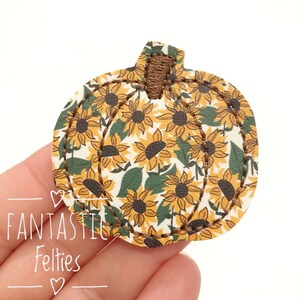 Sunflower Pumpkin Felties | Halloween felties | fall pumpkin felties | Felt applique | Embroidered Felt | UNCUT | (set of 4)