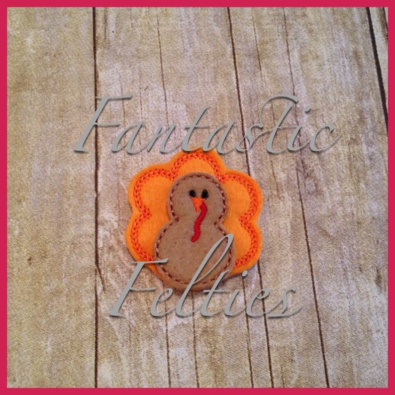 Turkey Feltie Felt Applique Embroidered Felt UNCUT set of 4 Etsy