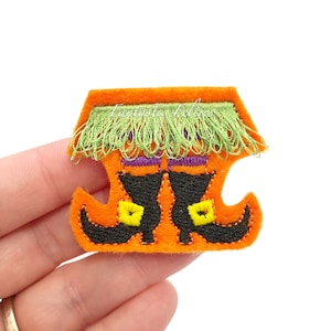 Witch boots Felties | Fringe felties | Halloween felties | witch felties | glitter felties | Embroidered Felt | UNCUT | (set of 4)