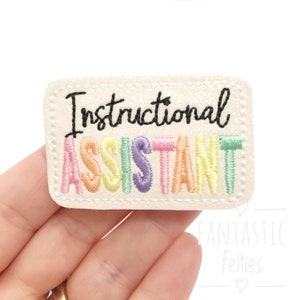 Instructional assistant Feltie | pastel rainbow felties | assistant felties| school felties | Embroidered Felt | UNCUT | set of 4