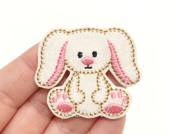 Bunny felties | Rabbit felties |  Easter Felties | glitter felties | Felt applique | Embroidered Felt | UNCUT | (set of 4)