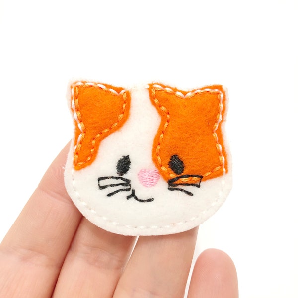 Kitty cat Feltie | Cat felties | kitten felties | glitter felties | animal felties | Felt applique | embroidered Felt | UNCUT | (set of 4)