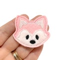 Fox felties | wolf felties | animal felties | pink fox Feltie | Felt Applique | embroidered Felt | UNCUT | (set of 4)felties for badge reels
