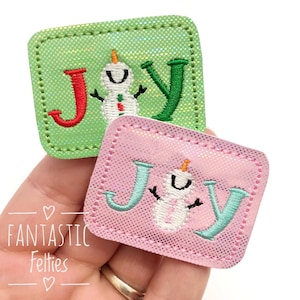 Joy Feltie - Christmas Felties - Snow felties - snowman Joy felties | Felt applique - EXCLUSIVE | UNCUT | (set of 4)