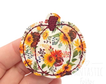Calabaza de fieltro / calabazas de fieltro florales / fieltros de fieltro de otoño / fieltros de fieltro de cuero vegano / Fieltro bordado / SIN CORTAR / (juego de 4)