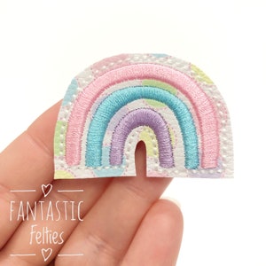 Rainbow Felties | Pastel Rainbow felties | ombré rainbow felties | glitter felties | Embroidered Felt | UNCUT | (set of 4)