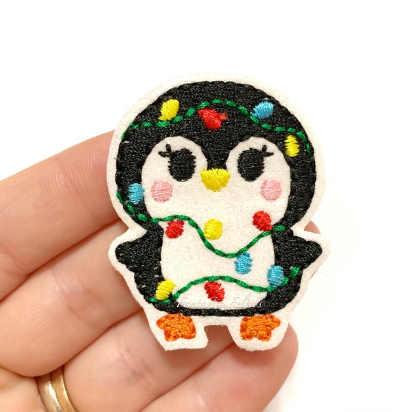 Christmas Penguin Feltie | Christmas felties | Animal felties | holiday felties | Felt applique | Embroidered Felt | UNCUT | (set of 4)