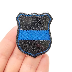 Police badge felties | blue line felties | (set of 4) UNCUT | back the blue Feltie | Felt applique | Embroidered Felt