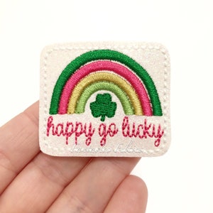St Patrick’s rainbow felties | rainbow felties | Happy go Lucky Feltie | lucky rainbow felties | Embroidered Felt | UNCUT | (set of 4)