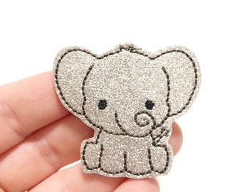 Elephant Felties | Baby elephant Felties | animal felties | glitter felties | felties | Embroidered Felt | UNCUT | (set of 4)