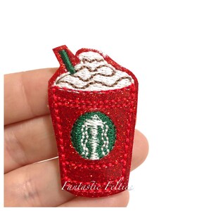 Peppermint mocha frappe Coffee Feltie - coffee felties - frappe coffee felties -  - Embroidered Felt - UNCUT | (set of 4)
